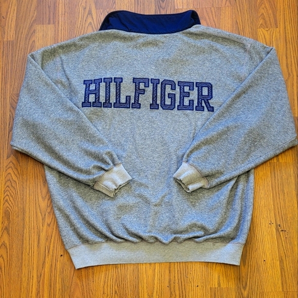 Vintage Tommy Hilfiger Athletics 1/4 Zip Pullover Fleece Spell Out Large #6149 - Picture 7 of 10